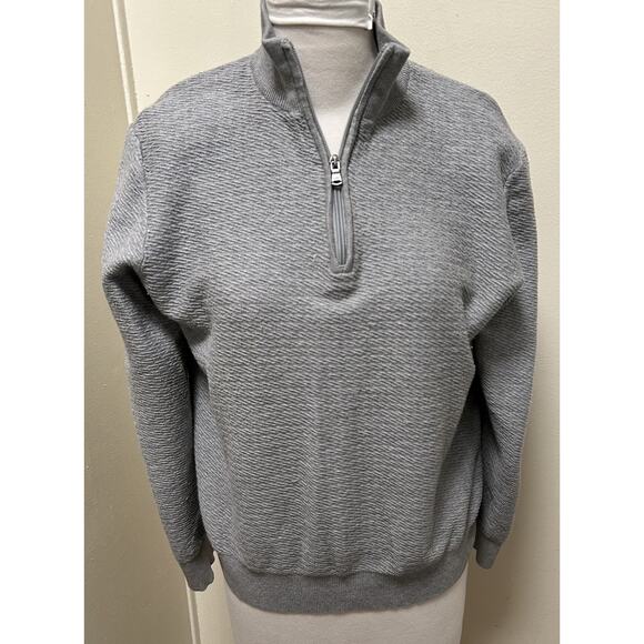 Michael Kors Men's Sweater Gray 1/4 Zip Pullover Mock Neck Long Sleeve - Size M - Picture 1 of 6
